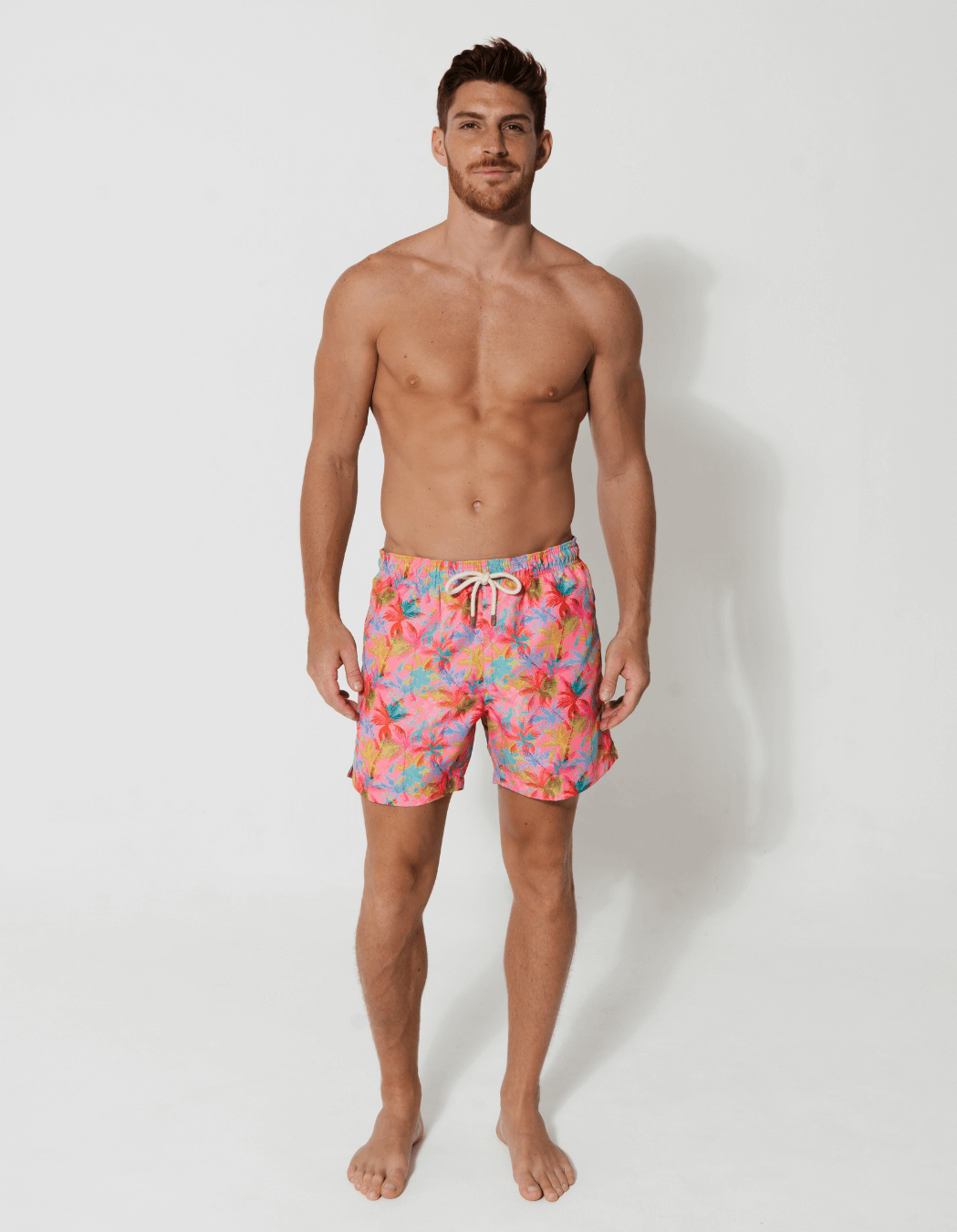 Sandbar_father_and_son_swim_shorts_pink_palm