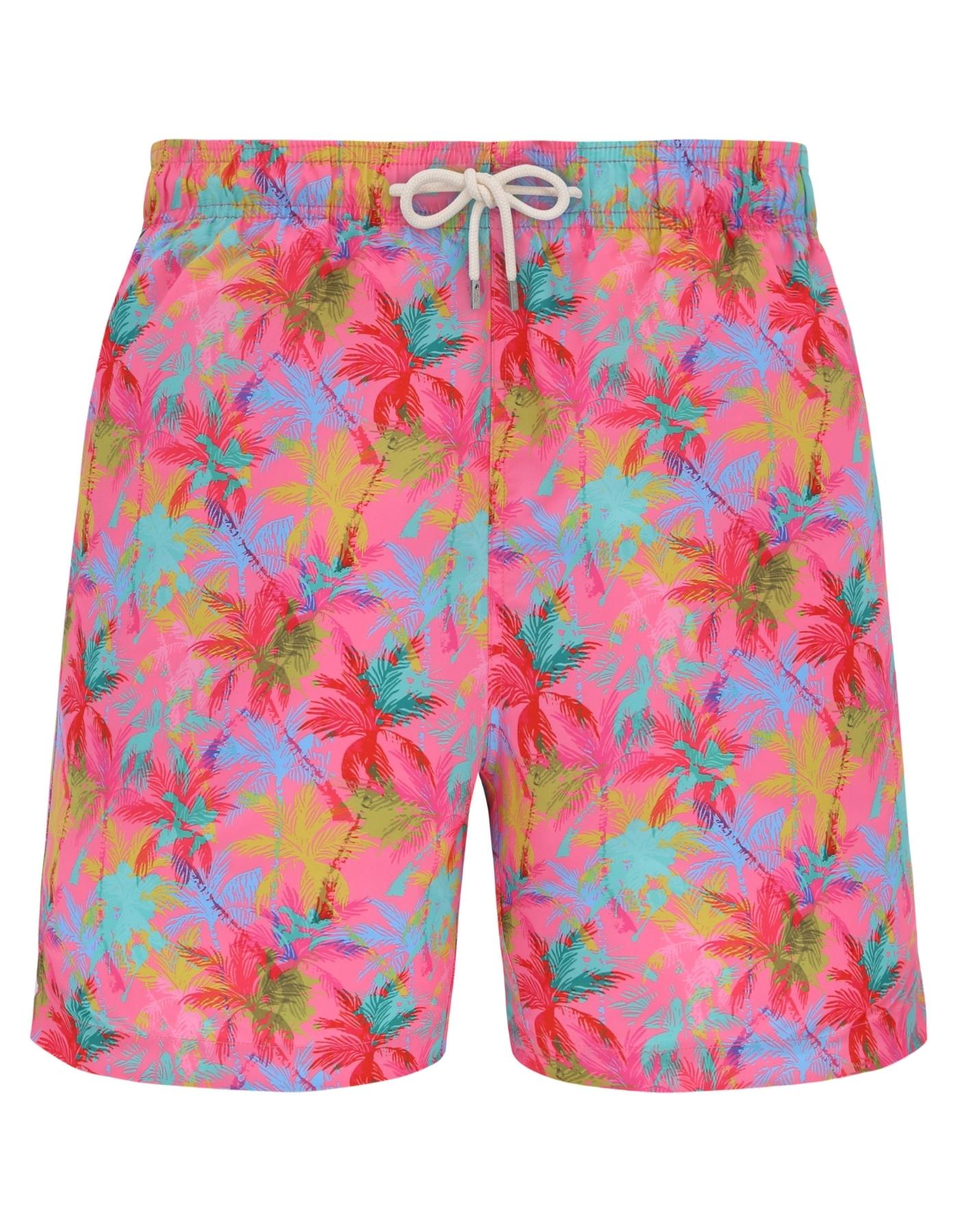 Pink Palm Mens Swim Shorts, additional view. Sustainable mens swimwear.