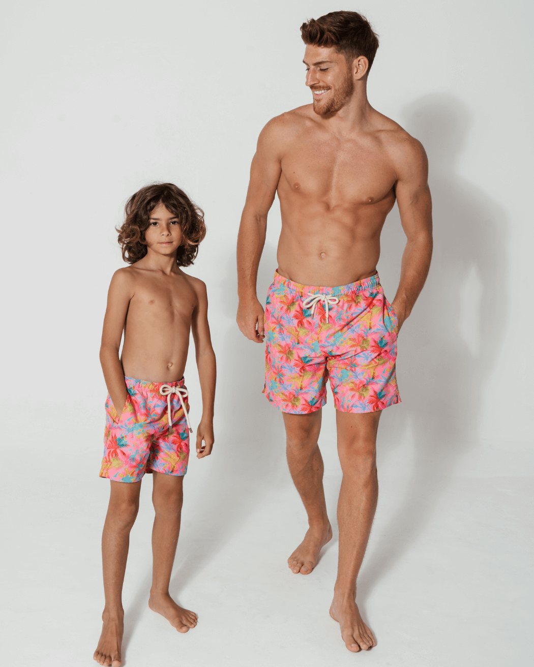 Sandbar_father_and_son_swim_shorts_pink_palm