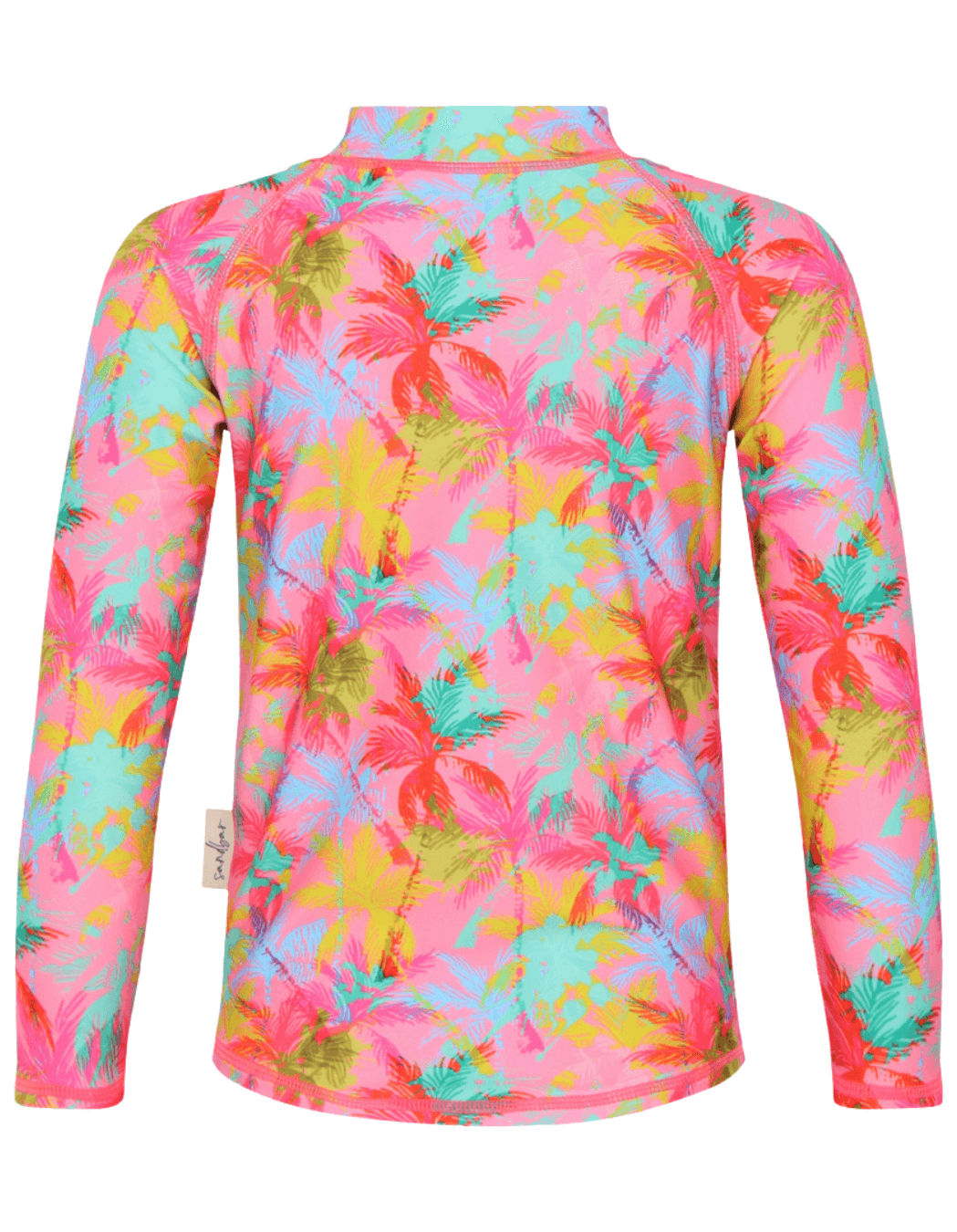 Pink Palm Rash Guard, additional view. Kids UPF50 rash guard.