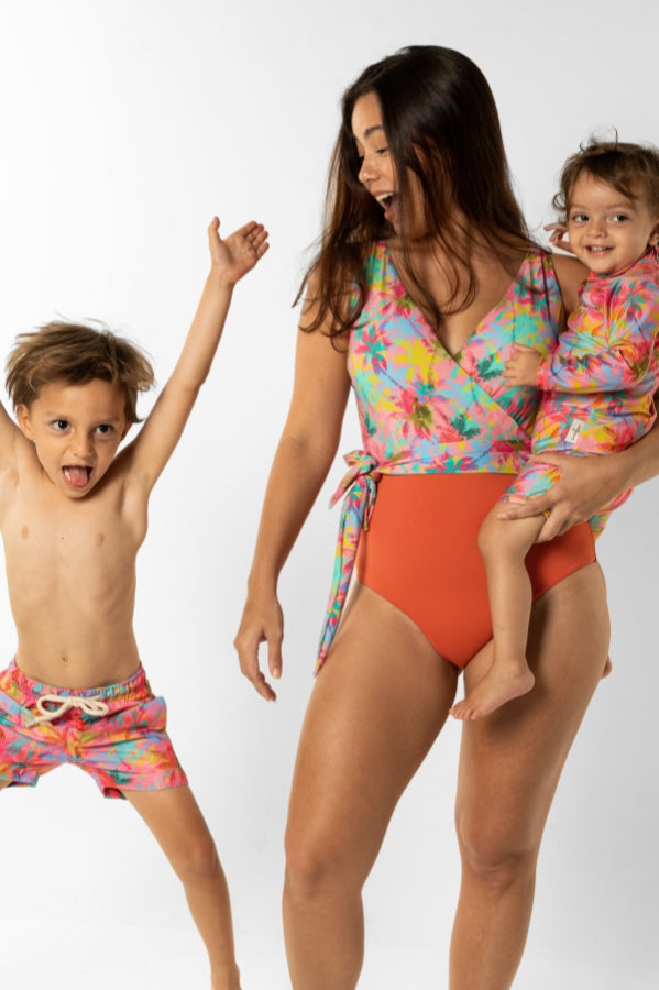 Sandbar_swimwear_Womens_wrap_one_piece_swim_suit_pink_palm_family_full_coverage_breastfeeding_mother_kids_matching