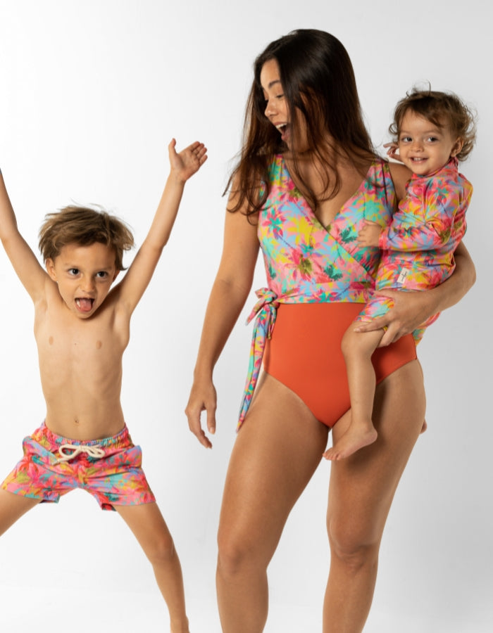 Sandbar_swimwear_Womens_wrap_one_piece_swim_suit_pink_palm_family_full_coverage_breastfeeding_mother_kids_matching