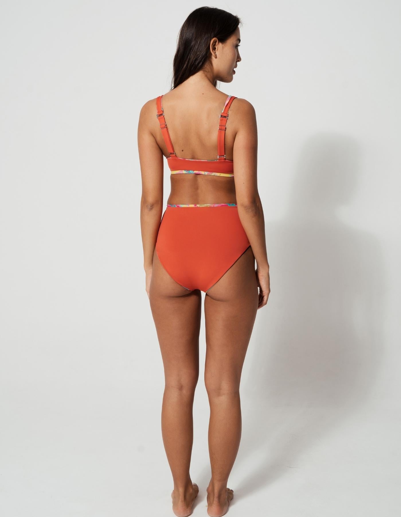 Pink Palm Womens Tank Bikini Top, additional view. Sustainable womens swimwear.