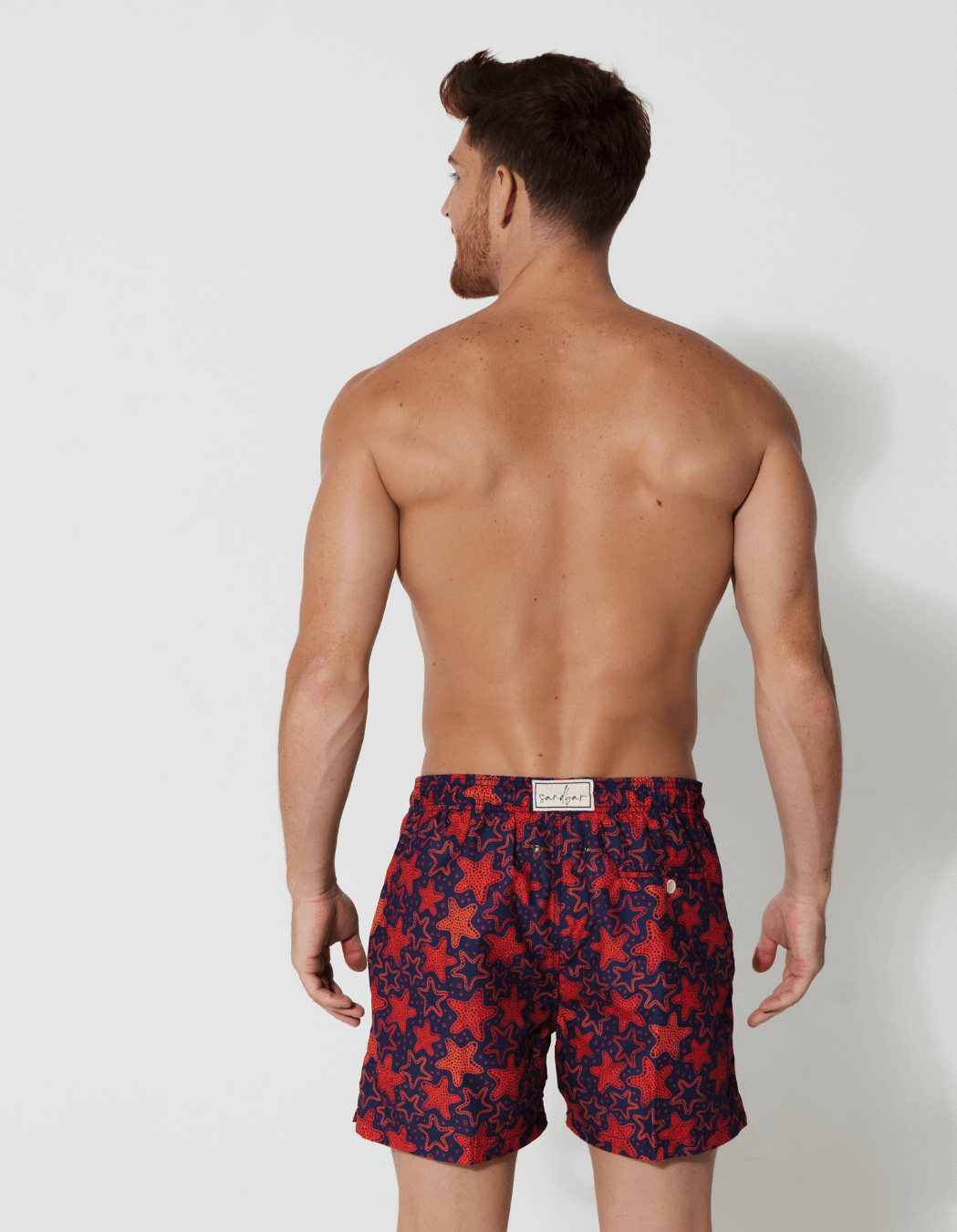Sandbar_father_and_son_swim_shorts_red_starfish