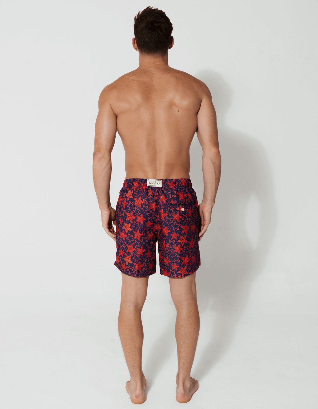 Sandbar_father_and_son_swim_shorts_red_starfish