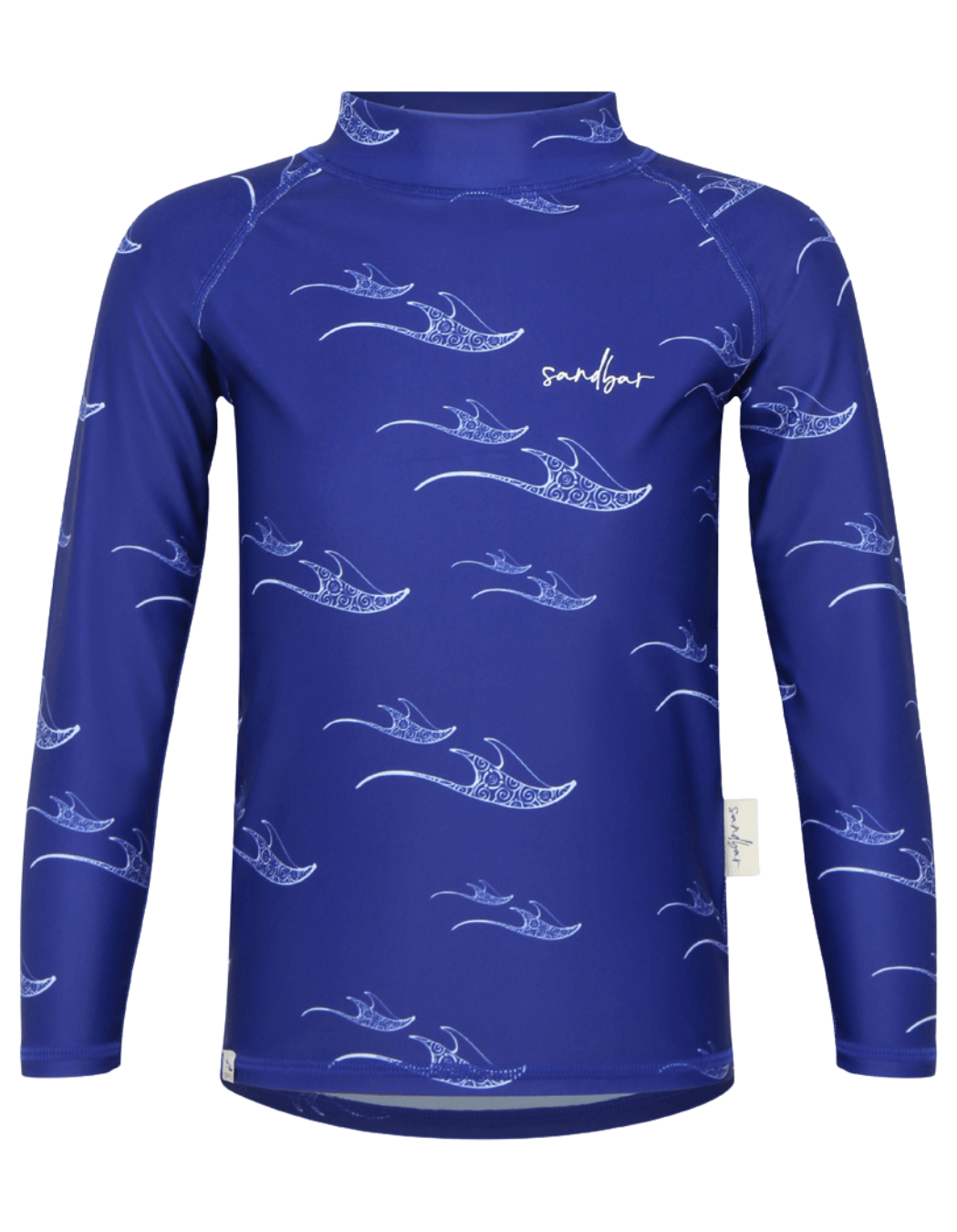 Sandbar Manta Rash Guard, lifestyle shot. Kids UPF50 rash guard.