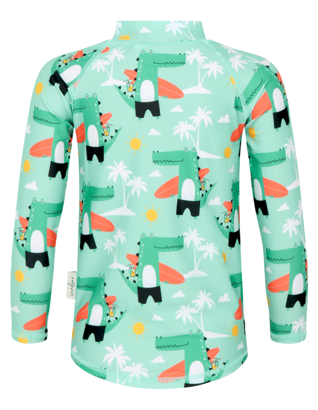 Surfing Crocodile Rash Guard, additional view. Kids UPF50 rash guard.