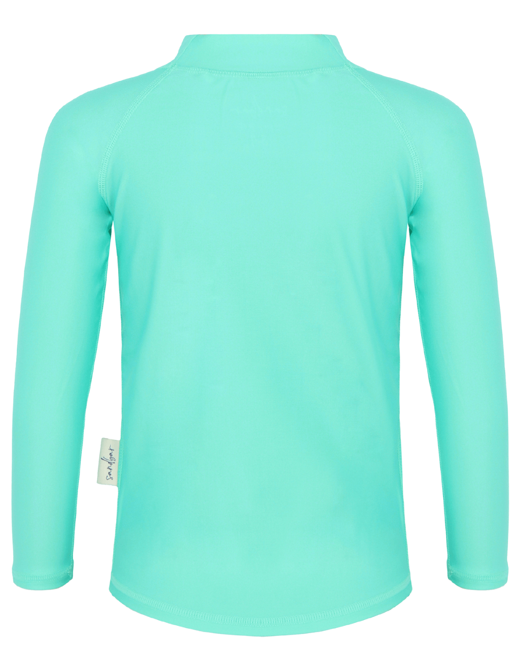 Turquoise Rash Guard, lifestyle shot. Kids UPF50 rash guard.