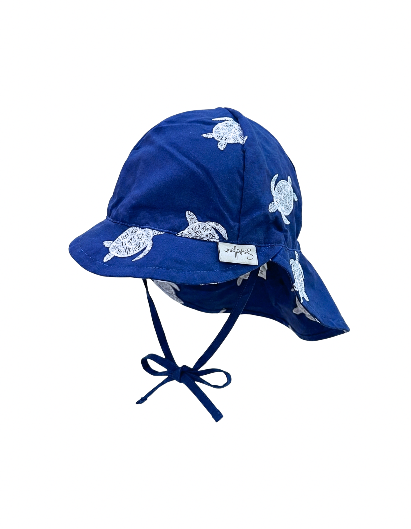 Embroidered Turtle Little Explorer Sun Hat, front view. Kids sun hat.