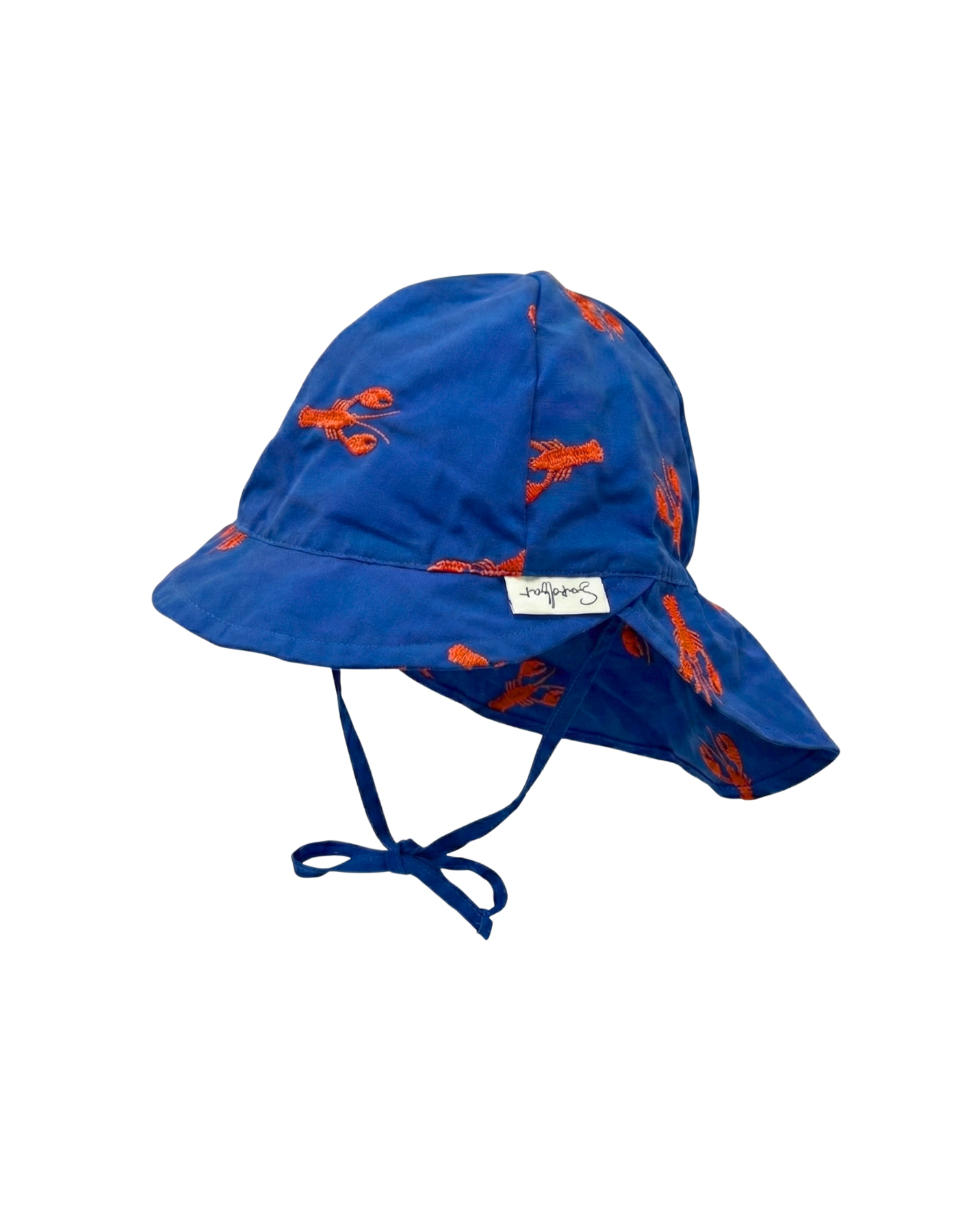 Embroidered Lobster Little Explorer Sun Hat, front view. Kids sun hat.
