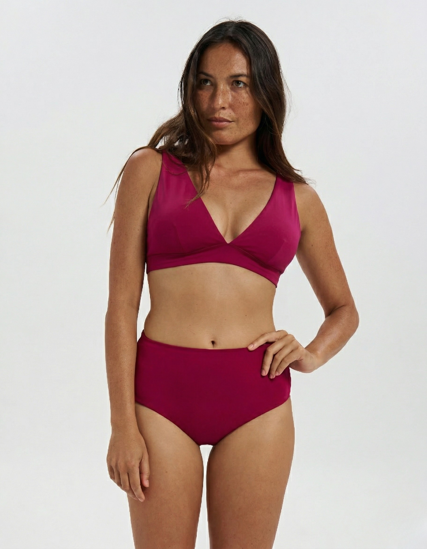 Plum Plunge Bikini Top, print detail.