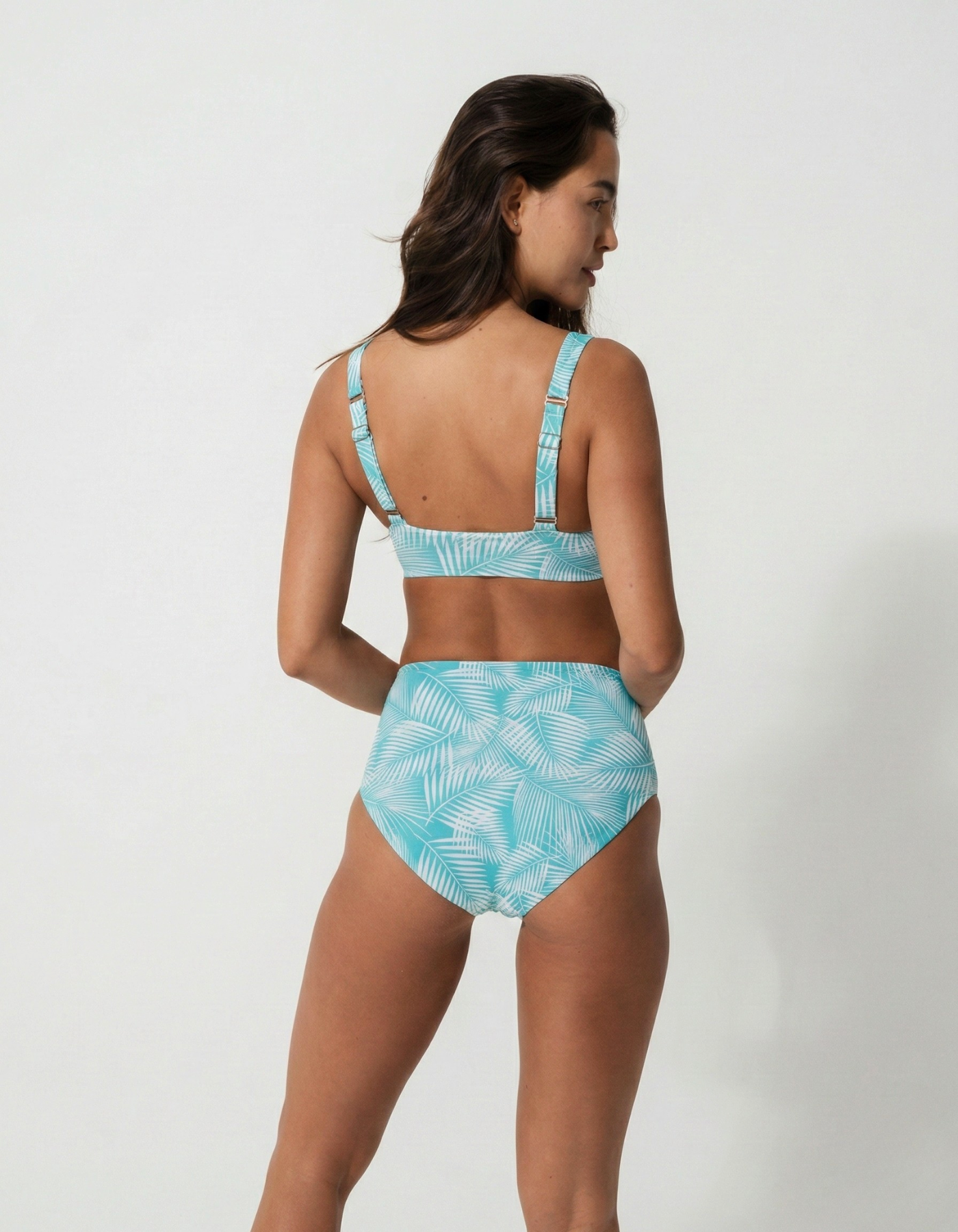 Green Fern Womens Tank Bikini Top, additional view. Sustainable womens swimwear.