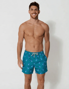 Hummingbird Mens Swim Shorts, lifestyle shot. Sustainable mens swimwear.