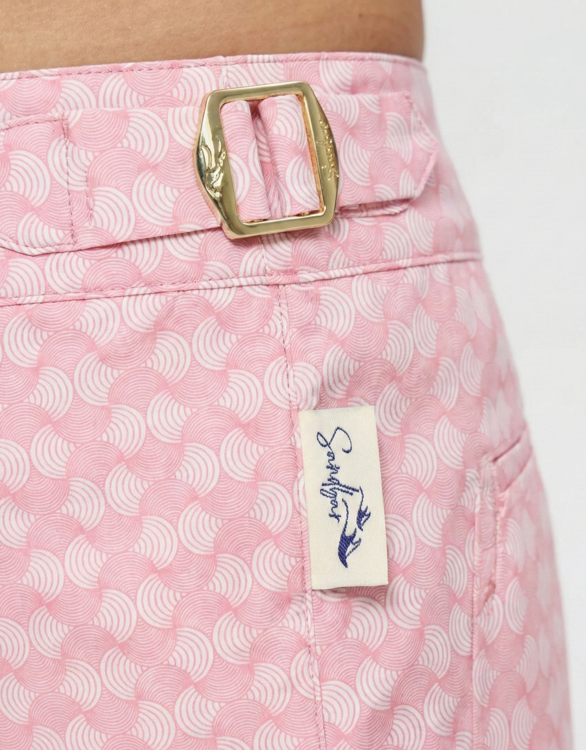 Coral Echo Mens Tailored Swim Shorts, back view. Tailored mens swim shorts.