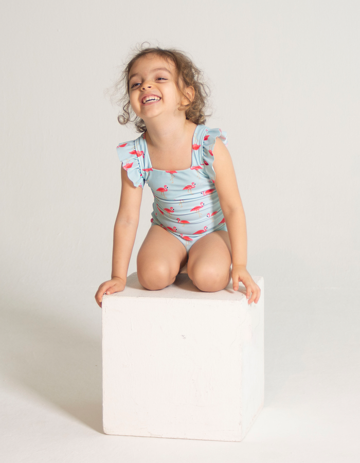 Pink Flamingo Girls Ruffle Swimsuit