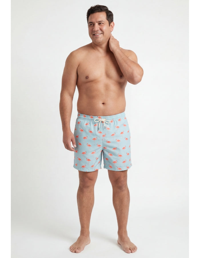 Jamie wearing Flamingo Mens Swim Shorts, size 37 - XL