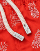 Sandbar embroidered Pineapple Mens Swim Shorts, metal string end cap detail.