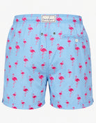 Sandbar Sustainable Mens Embroidered Swim Shorts Ghost Mannequin back view pink flamingo