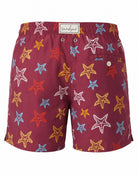 Sandbar Swimwear Ghost Manequin embroidered starfish mens swim shorts back view luxury detail