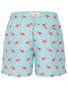 Sandbar Sustainable Mens Swim Shorts Ghost Mannequin back view pink flamingo