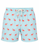 Sandbar Sustainable Mens Swim Shorts Ghost Mannequin front view pink flamingo