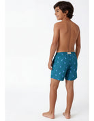 kids hummingbird sustainable swim shorts for all ages teal colour back view
