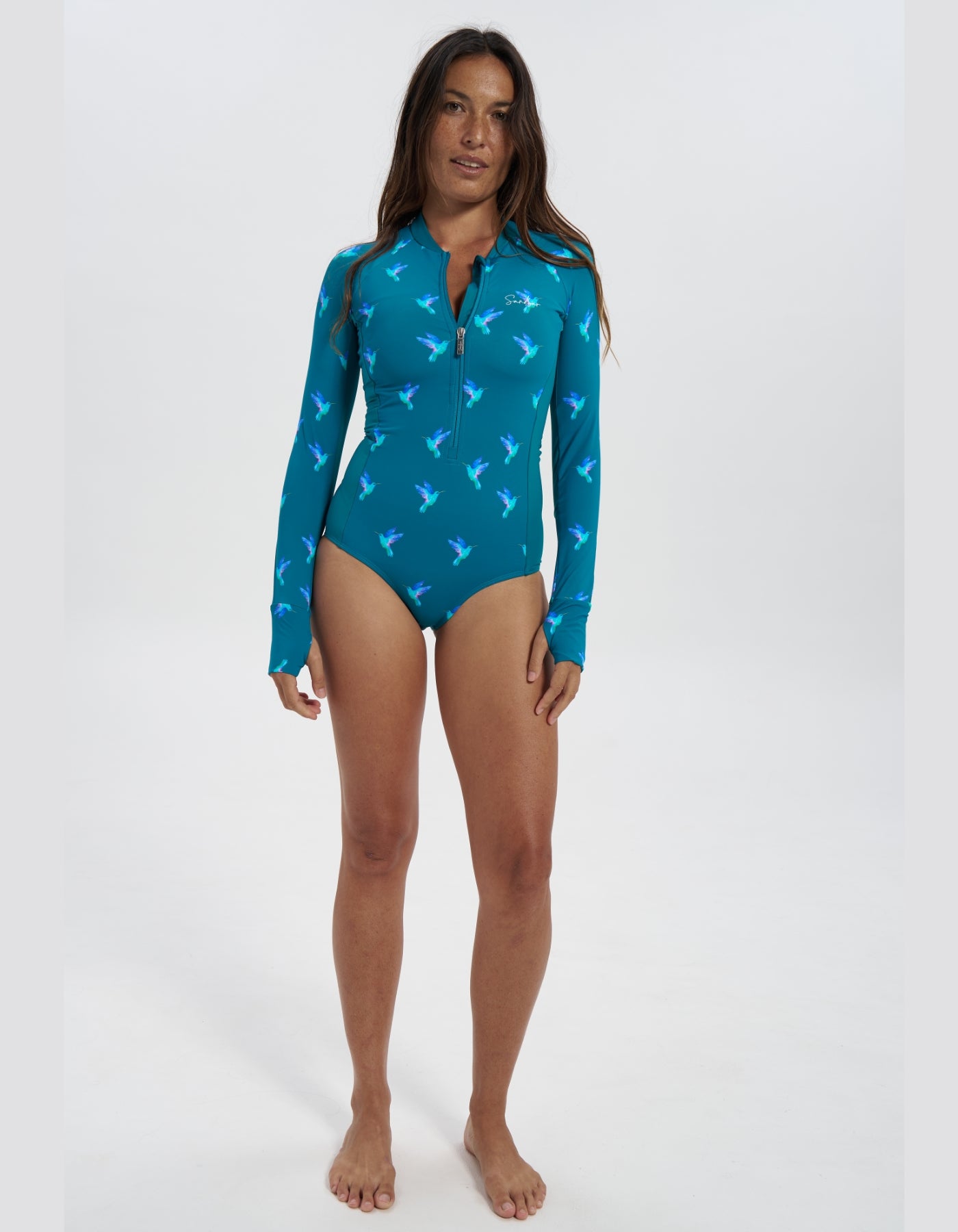 Hummingbird Womens Surf Suit, front view. Sustainable womens swimwear.