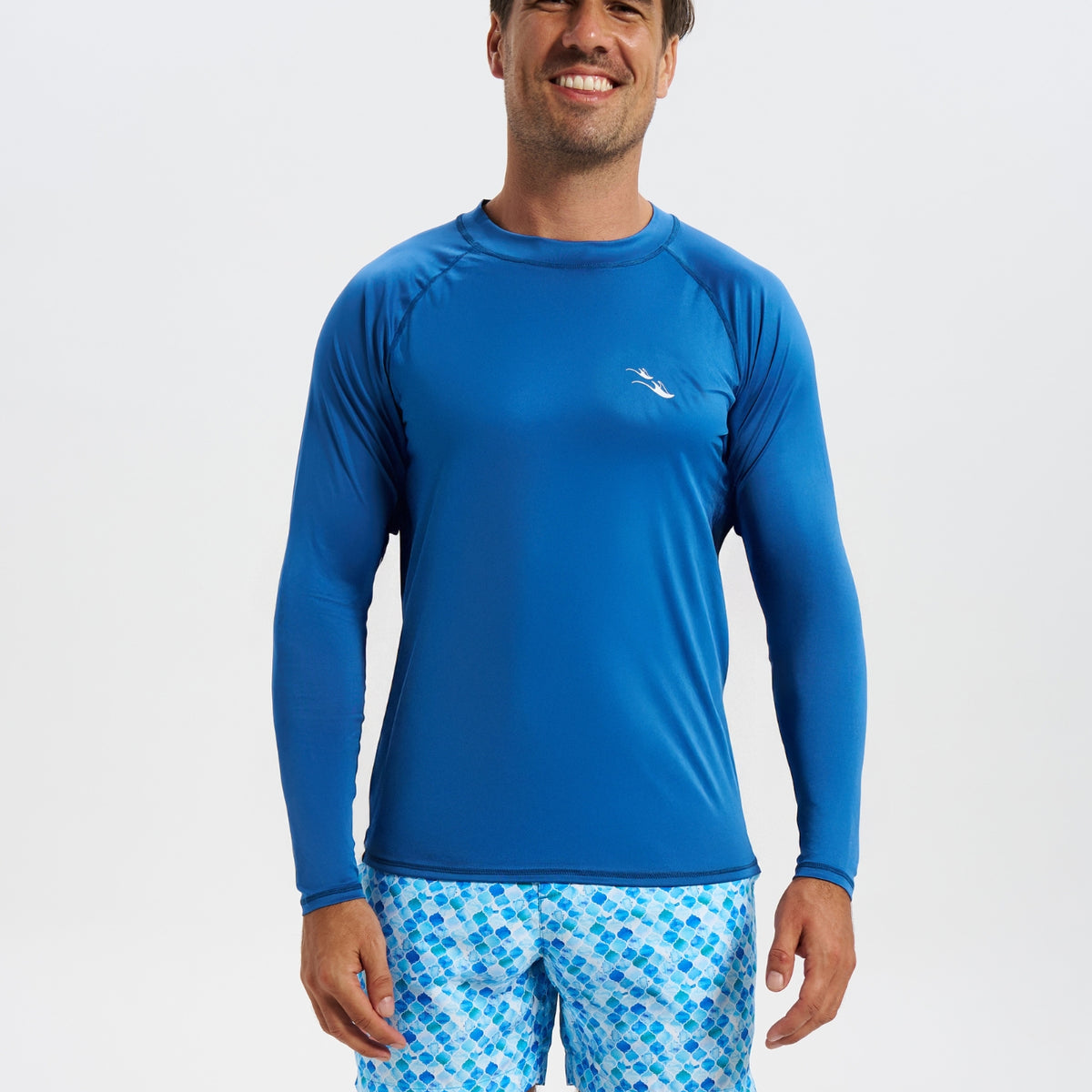 Stone Blue Long Sleeved Mens Rash Guard | Sandbar