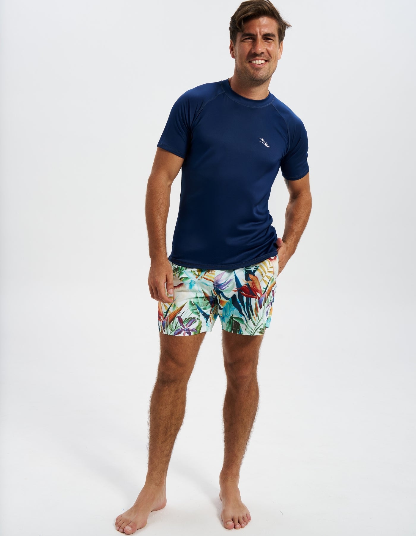 Deep Blue Short Sleeved Mens Rash Guard | Sandbar