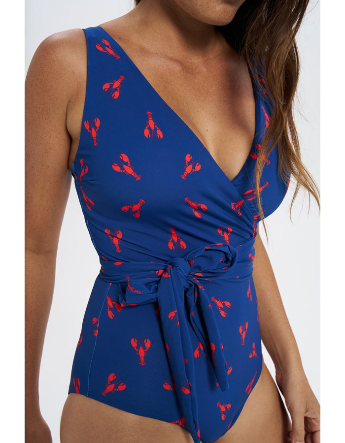 Red Lobster Womens One Piece Wrap Swim Suit