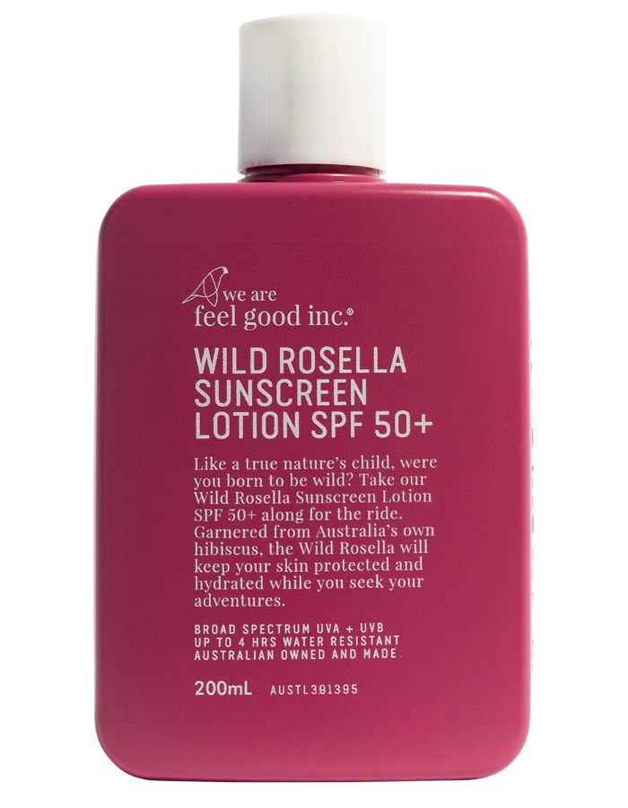 Wild Rosella Sunscreen SPF 50+, front view. Reef-safe sunscreen.