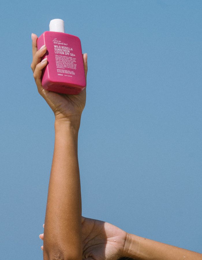 Wild Rosella Sunscreen SPF 50+, lifestyle shot. Reef-safe sunscreen.