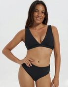 Black Plunge Bikini Top, print detail.