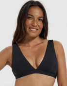 Black Plunge Bikini Top, front view.
