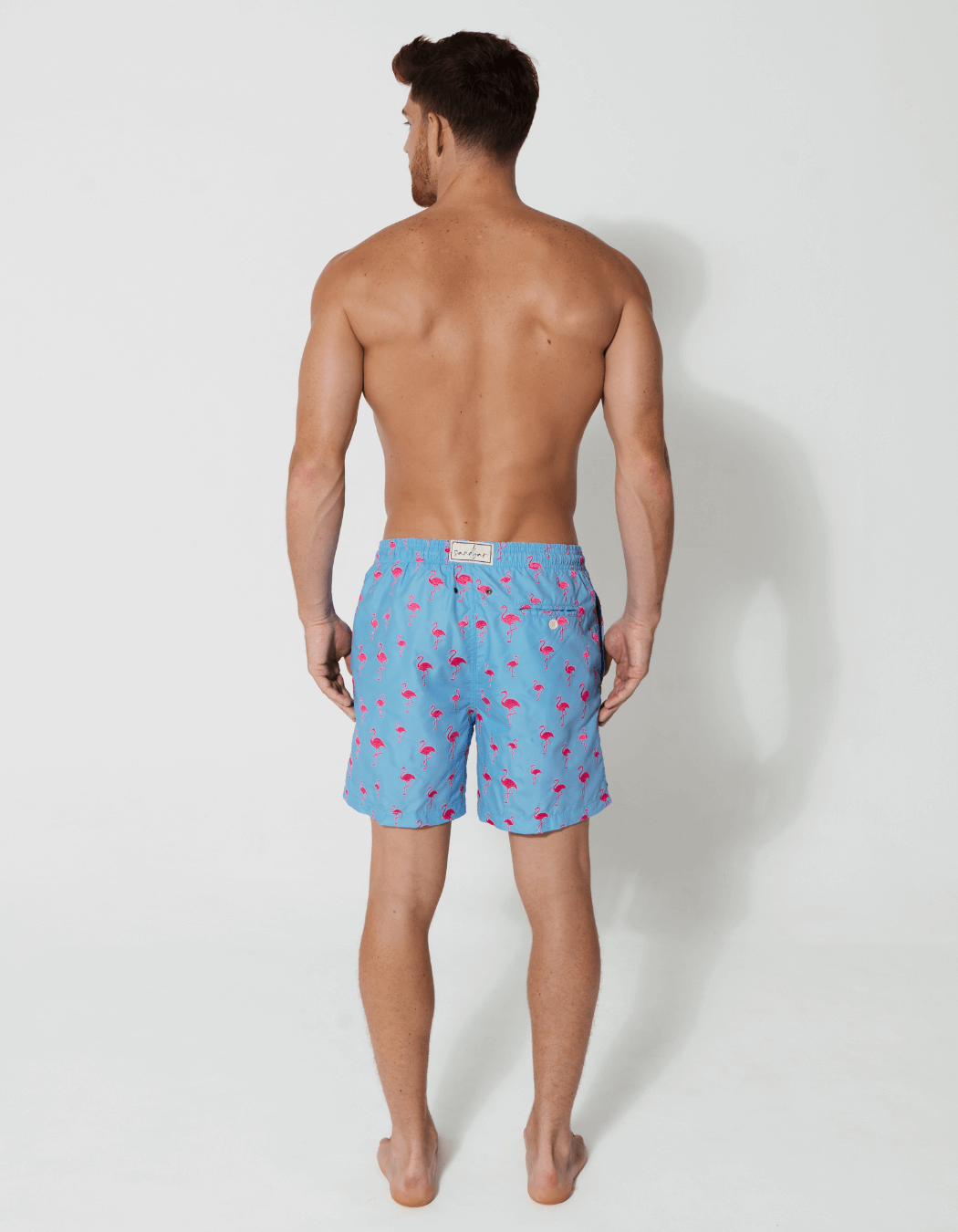Sandbar_father_and_son_swim_shorts_embroidered_flamingo