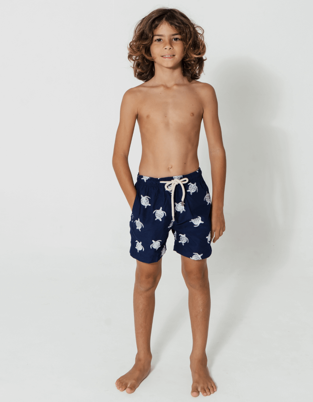 Embroidered Turtle Boys Swim Shorts Sandbar Swimwear
