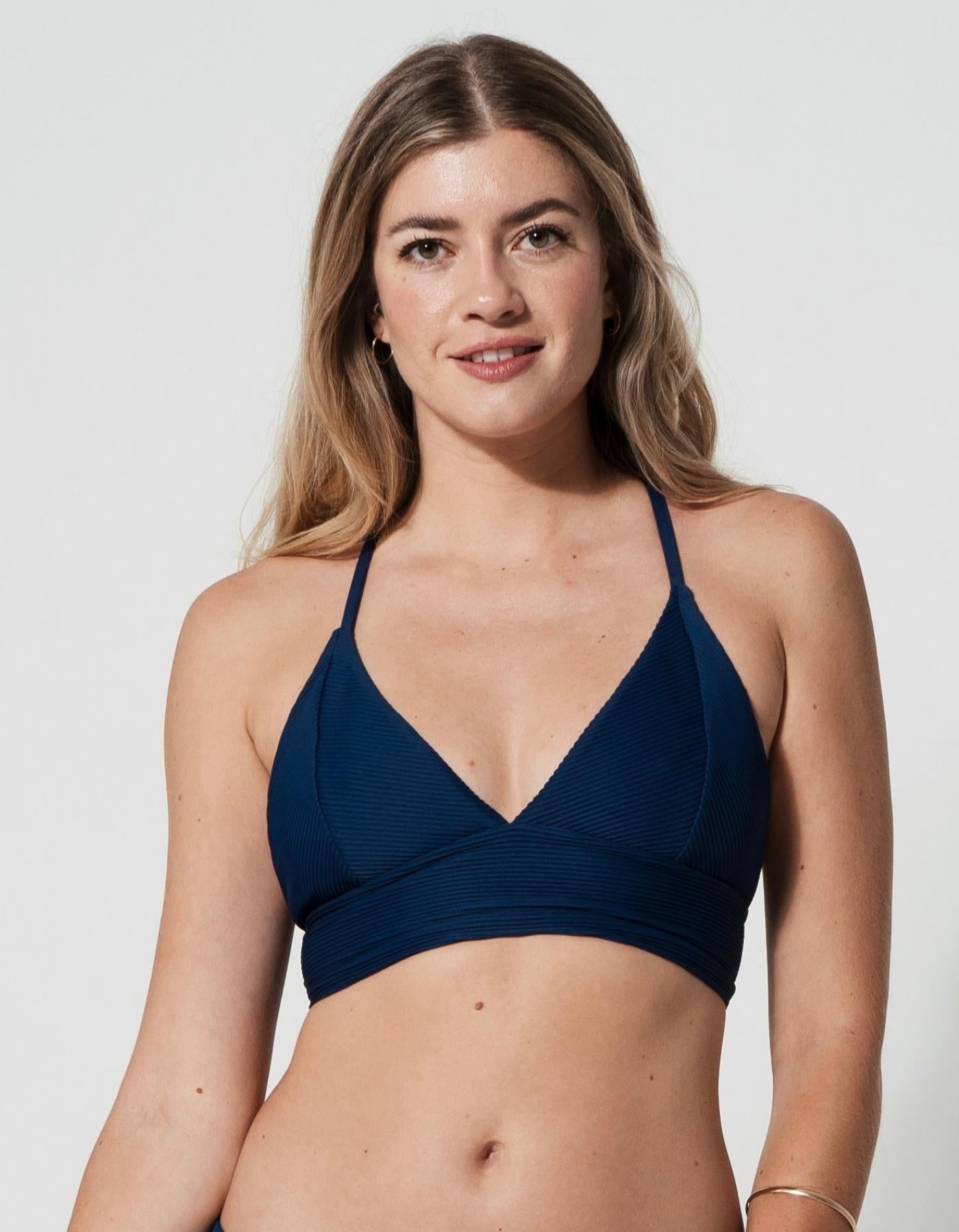 Sandbar_swimwear_family_matching_padded_ribbed_plunge_top_bikini_high_wasist_swimsuit_eco_recycled_dark_blue_navy_blue_ocean_blue_marine_blue