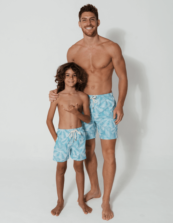 Father & Son Green Fern Swim Shorts