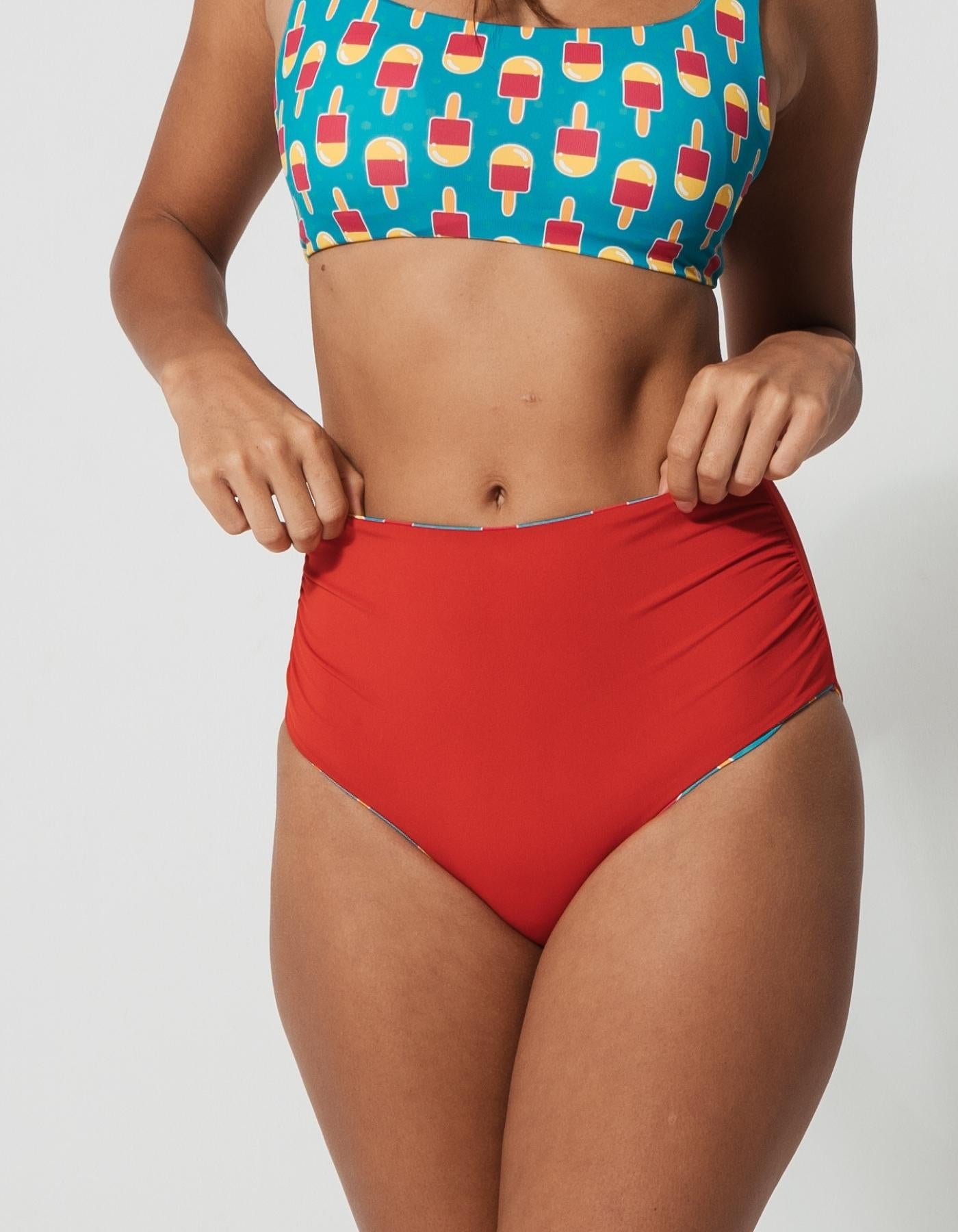 Sandbar_swimwear_mother_son_high_waist_bikini_eco_recycled_tank_top_bikini_reversible_Ice_lolly