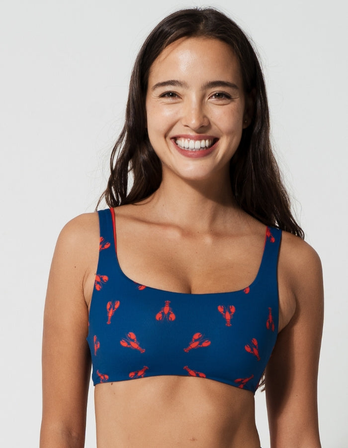 Sandbar_swimwear_high_waist_bikini_eco_recycled_tank_top_bikini_reversible_red lobster
