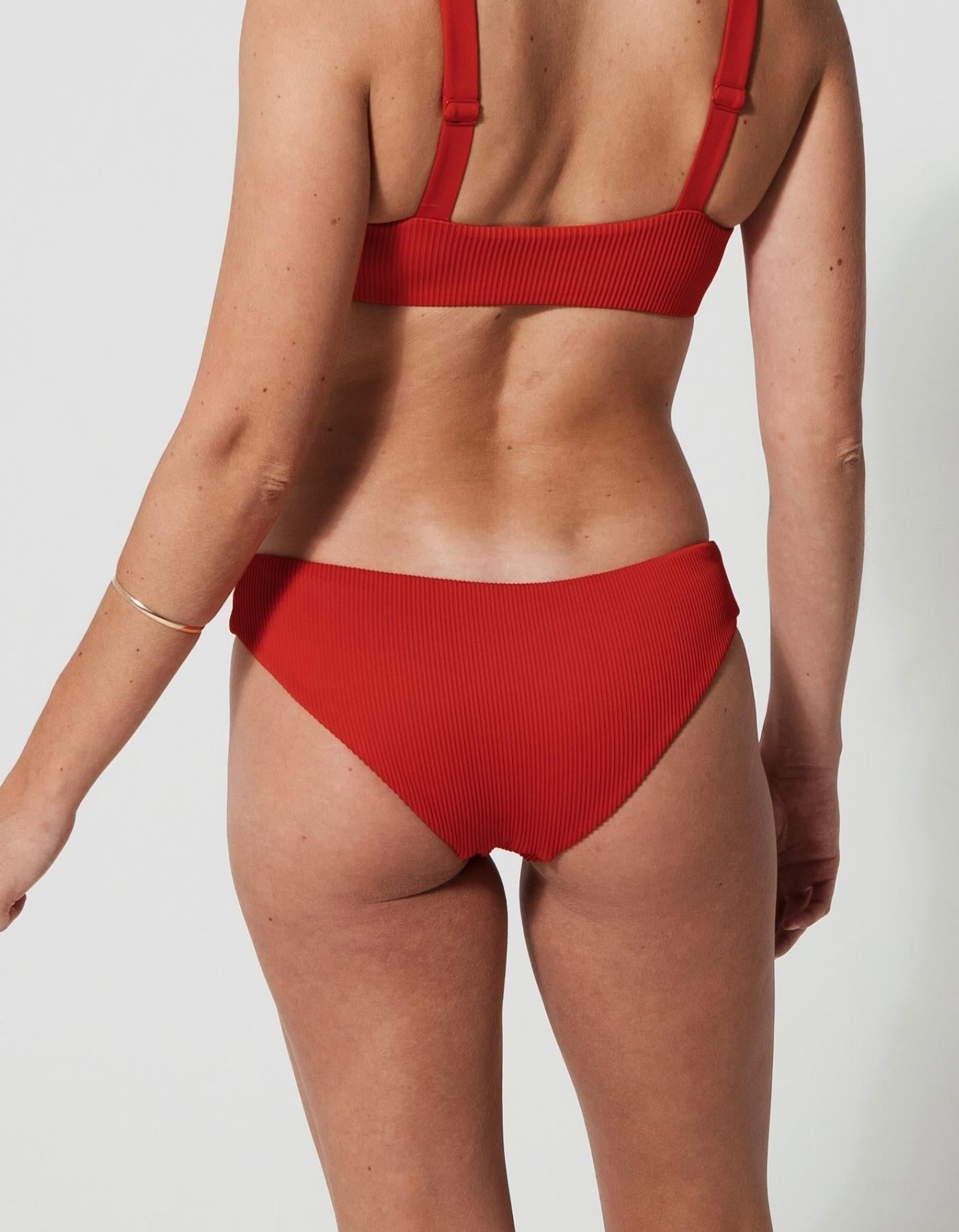 Sandbar_swimwear_family_matching_ribbed_bikini_low_waist_swimsuit_eco_recycled_lipstick_red