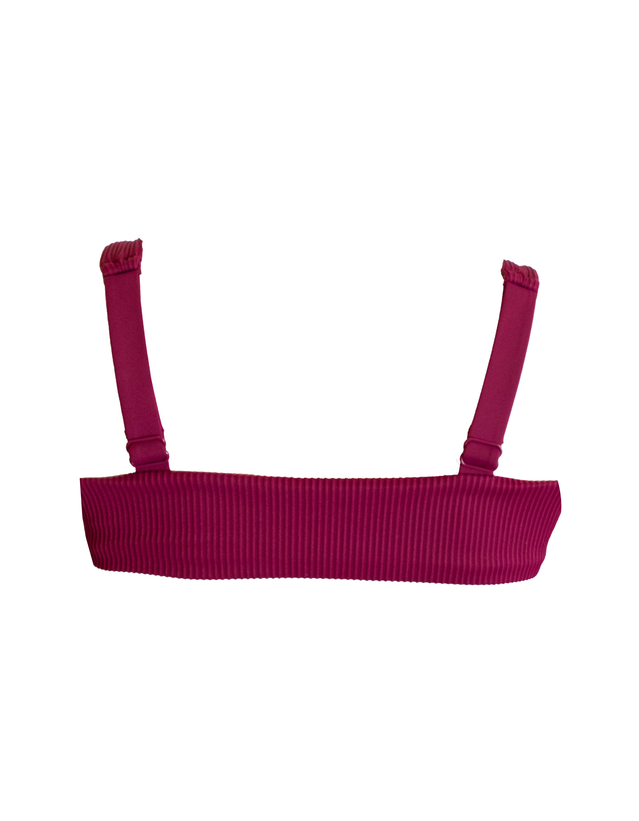 Nikoi Plum Womens Ribbed Tank Bikini Top, back view. Sustainable womens swimwear.