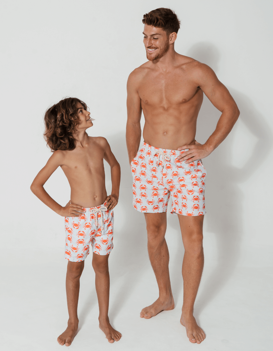 Sandbar_father_and_son_swim_shorts_peach_crab