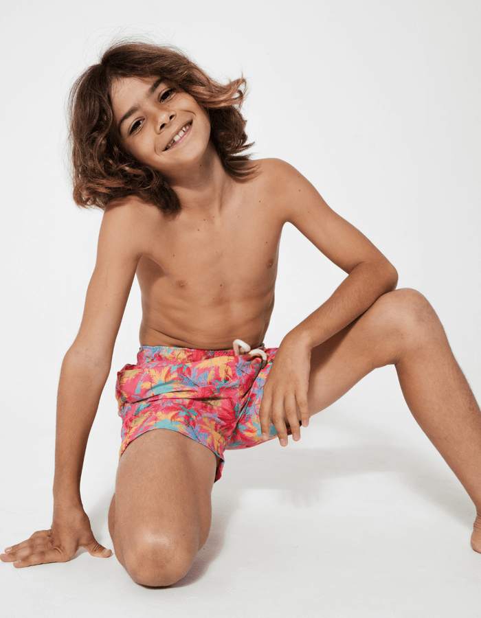 Pink Palm Boys Swim Shorts